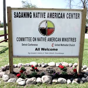 Saganing Native American Center Arenac Co MI sign