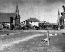 Maple Ridge street showing church and buildings, date unknown | Contributed by Angela Kellog
