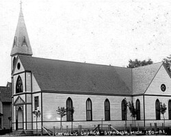 "Catholic Church," Standish postcard, date unknown | Contributed by Robert Kosick
