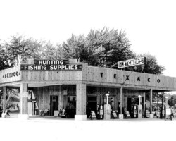 Fletcher's Texaco gas station & outdoor sports supplies, date unknown | Contributed by Robert Kosick