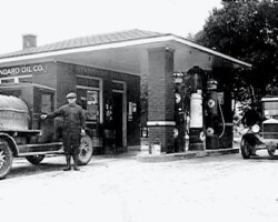 At the Standard Oil Company w/Glenn Durbin, date unknown | Contributed by Kay Mason