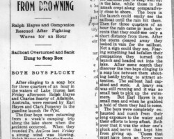 "Barely Escape from Drowning" article, c 1911