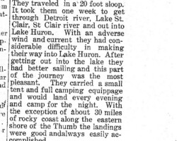 "From Detroit in a Sailboat" article, date unknown