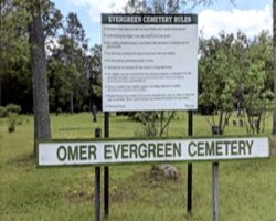 Evergreen Cemetery entrance sign