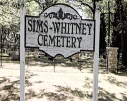 Sims-Whitney Cemetery entrance sign