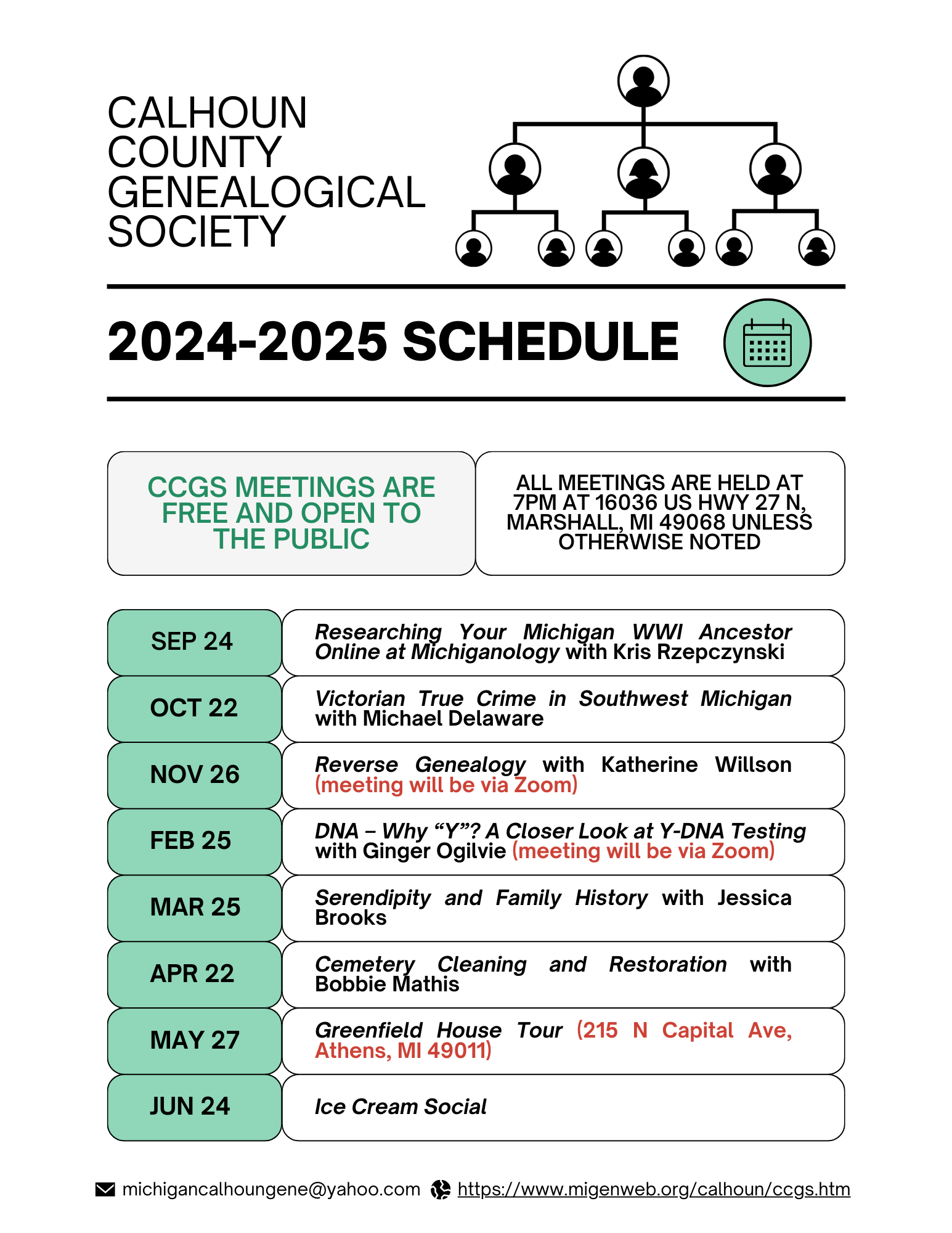 2024-2025 Meeting Schedule