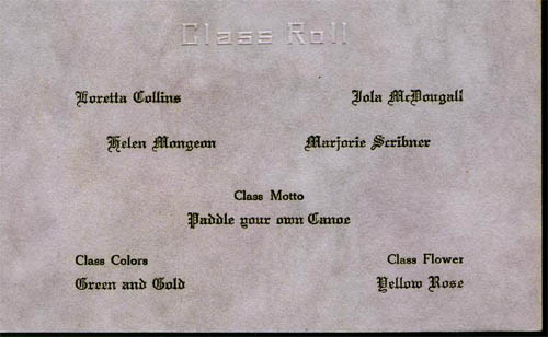 Class Motto, Colors, Flower, and Roll