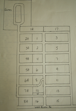 A map showing the layout of Oak Grove Cemetery